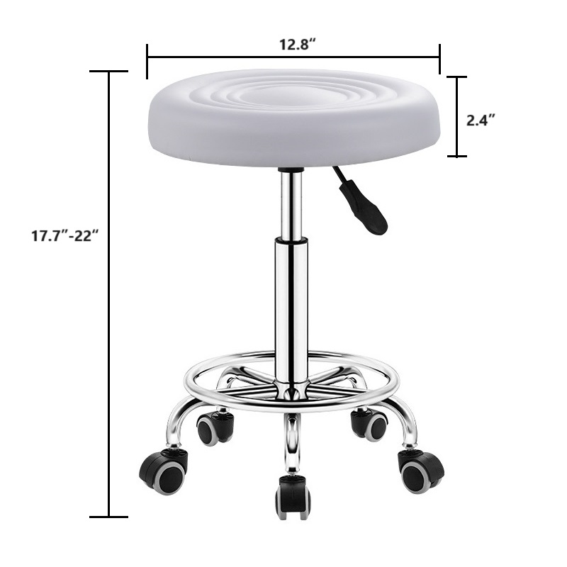 Tabouret roulant rond pivotant en cuir PU, hauteur réglable, pour dessin, Salon de Spa, tatouage, Massage, chaise de travail