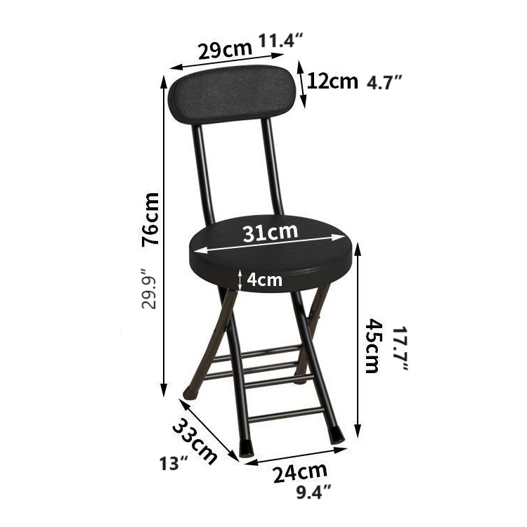 Tabouret pliant portable, tabouret pliable robuste, tabouret rond pliable en métal, capacité de 300 lb pour le camping