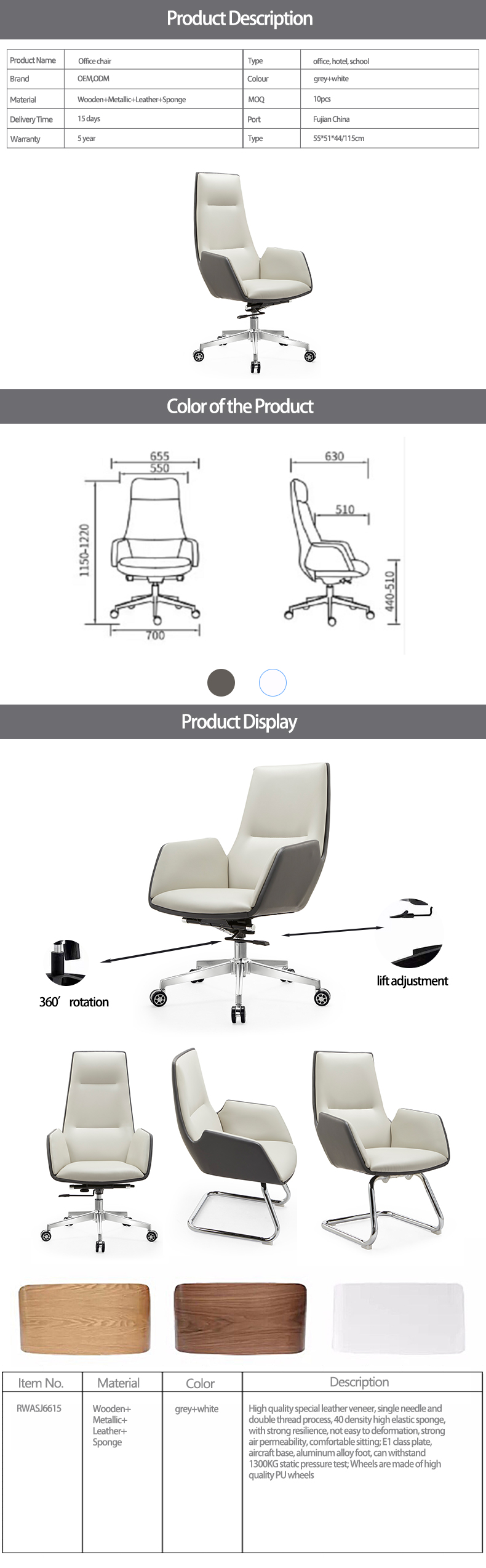 Roues pivotantes exécutives confortables meubles en maille de cuir noir roulant ergonomique chaise de bureau meubles sillas