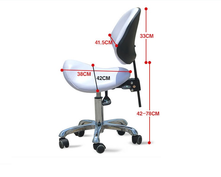 Silla de montar ergonómica: cómodo taburete giratorio con respaldo para cocina, salón, spa, tatuaje, pintura, pedicura, masaje